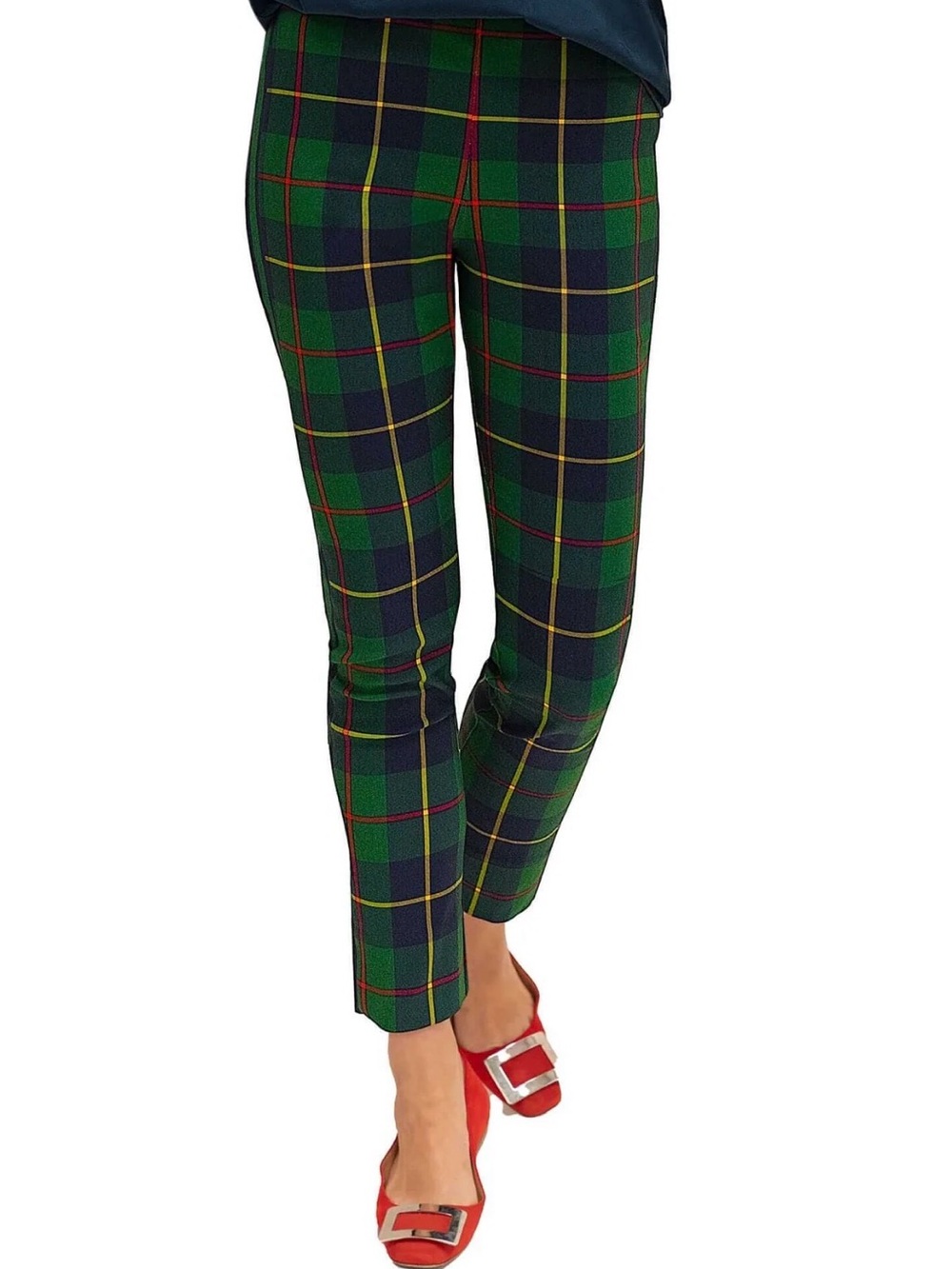 Gretchen Scott Gripeless Plaidly Cooper Pull On Pants Green Tartan Academia Chic
